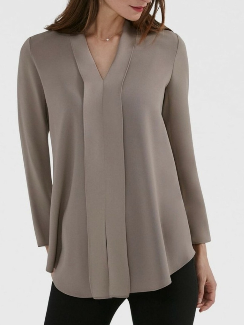 MM Lafleur Taupe V-Neck Long Sleeve Tunic